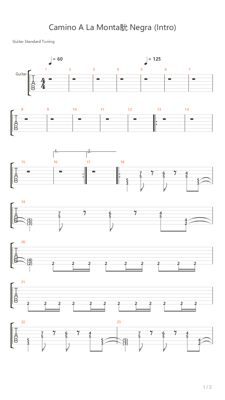 Camino A La Montaa Negra吉他谱
