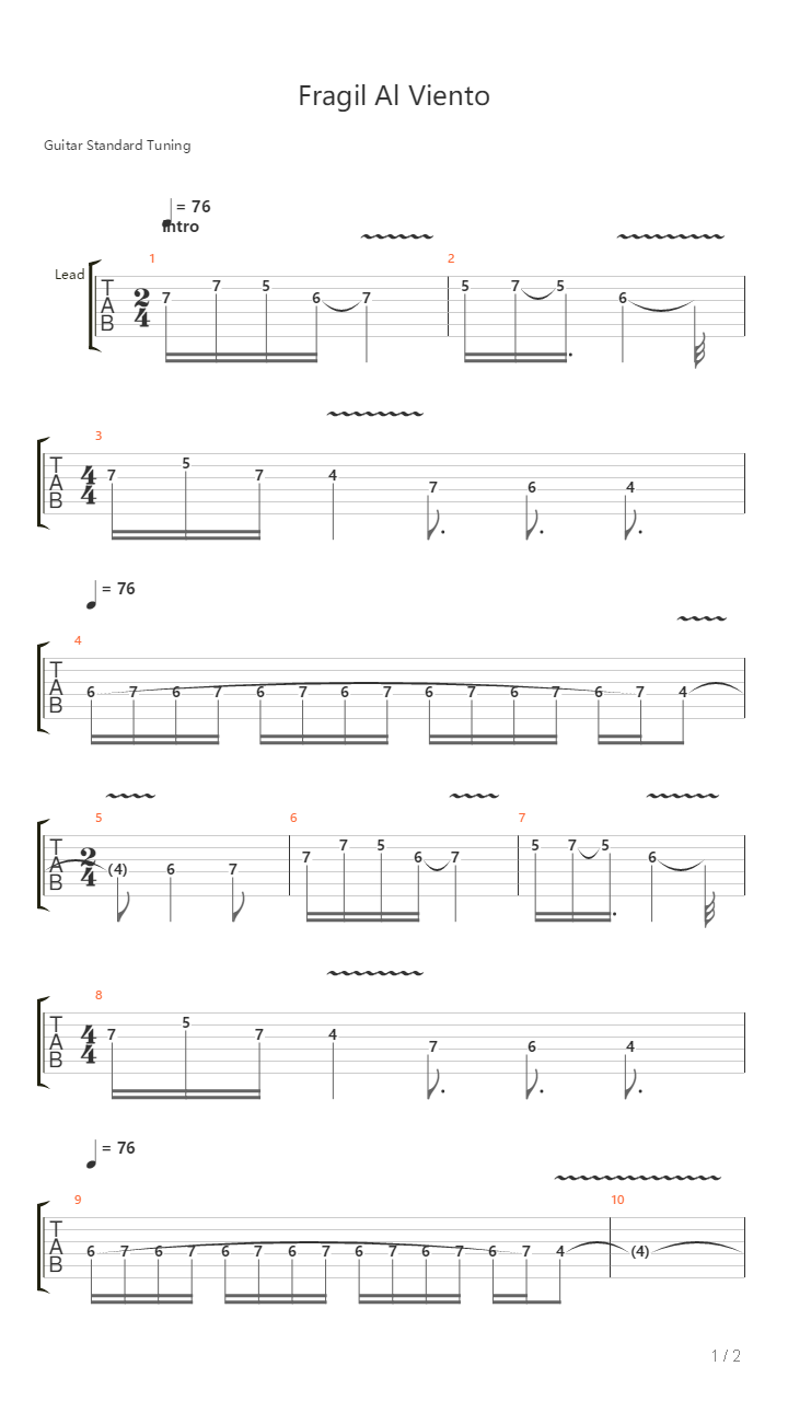 Fragil Al Viento吉他谱