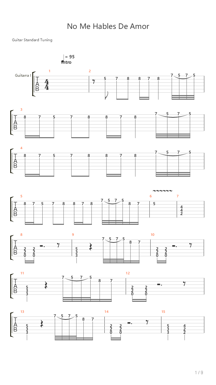 No Me Hables De Amor吉他谱