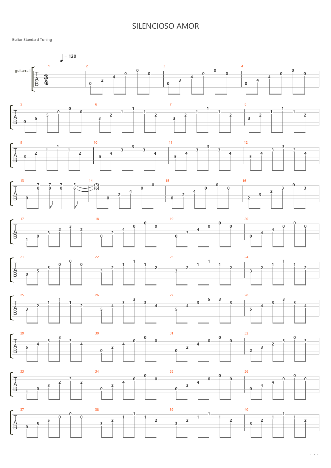 Silencioso Amor吉他谱