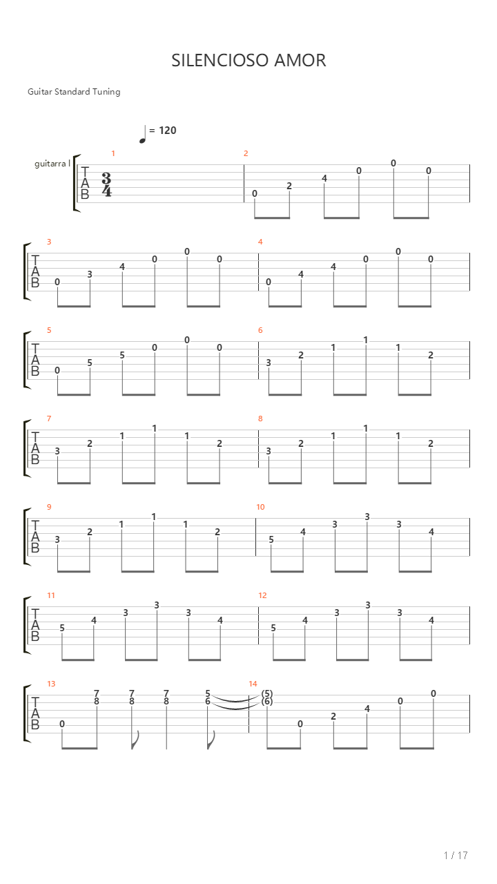 Silencioso Amor吉他谱