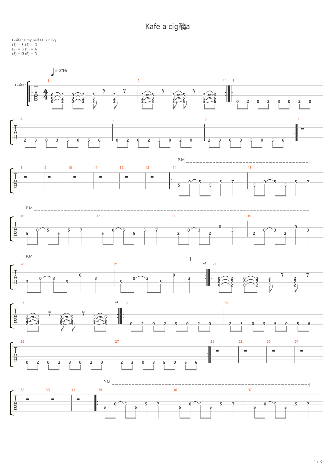 Kafe A Cigara吉他谱
