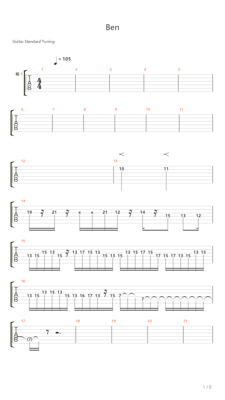 Ben吉他谱