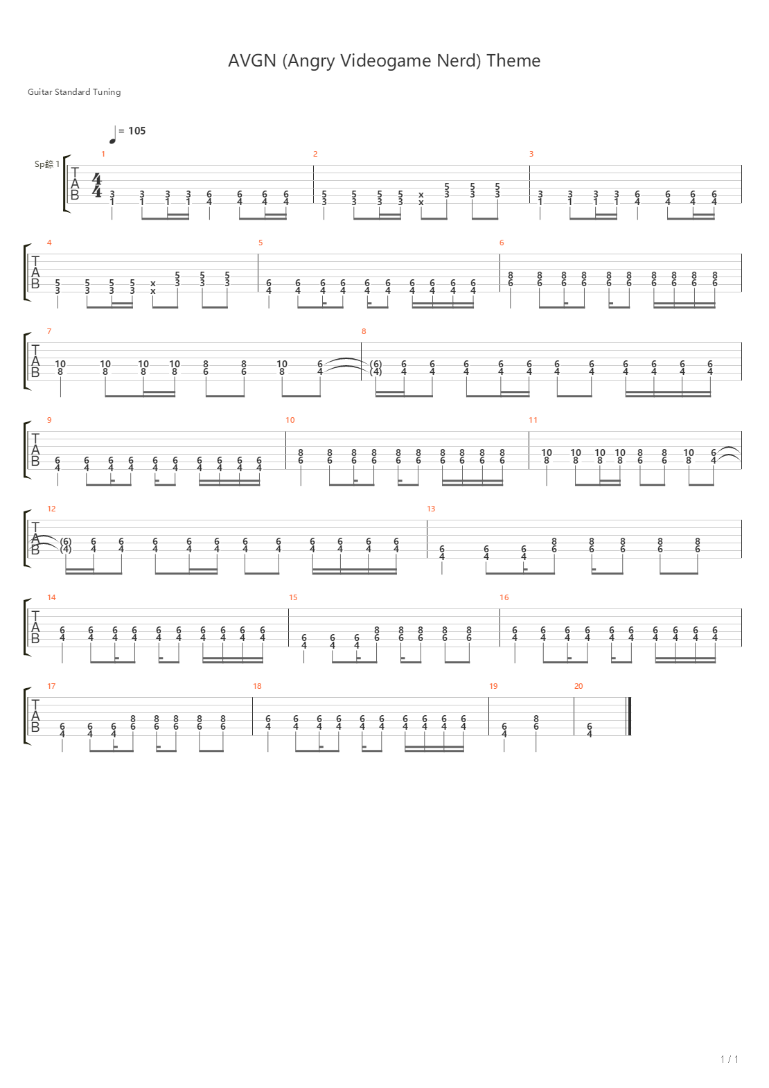 Avgn Theme吉他谱