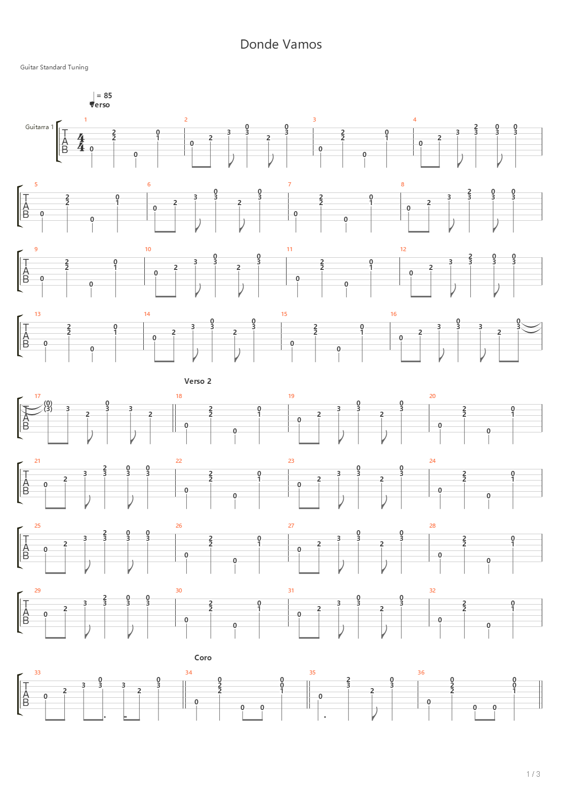 Donde Vamos吉他谱