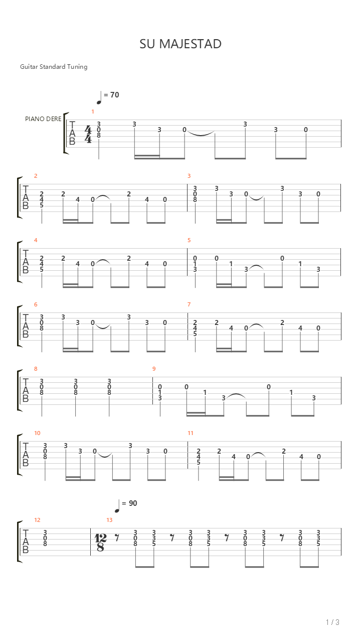 Su Majestad吉他谱