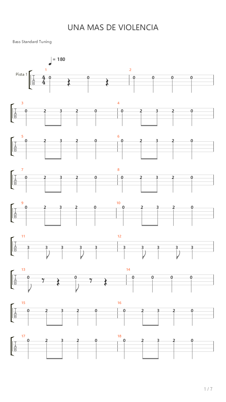 Una Mas De Violencia吉他谱