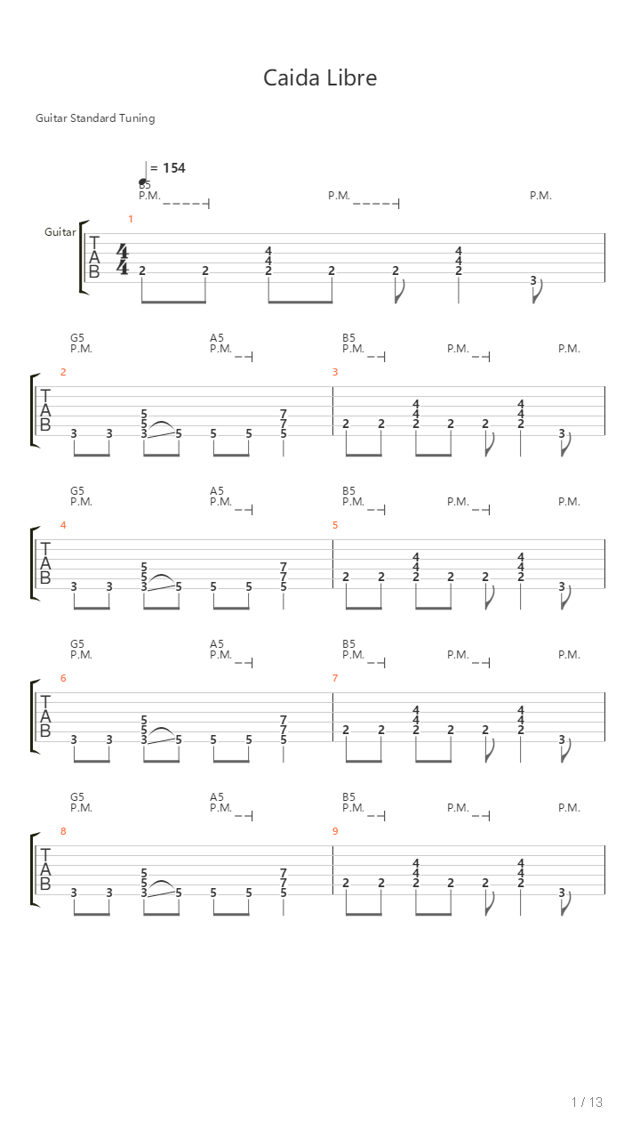 Caida Libre吉他谱