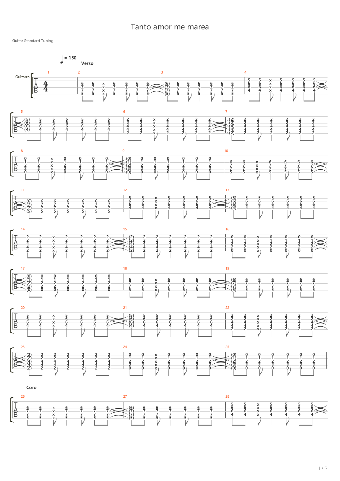 Tanto Amor Me Marea吉他谱
