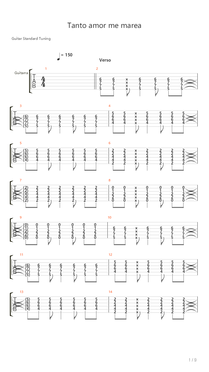 Tanto Amor Me Marea吉他谱