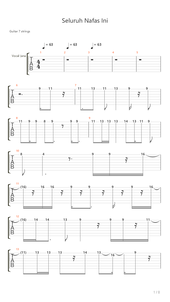 Seluruh Nafas Ini吉他谱