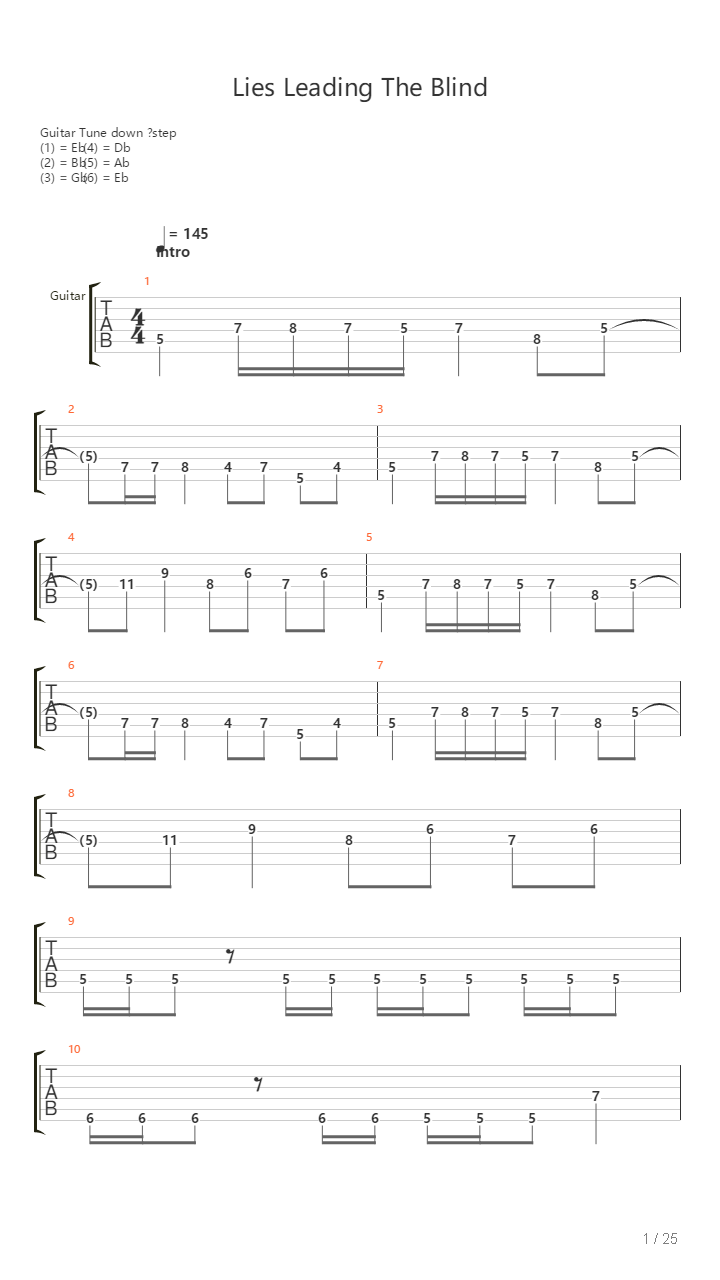 Lies Leading The Blind吉他谱