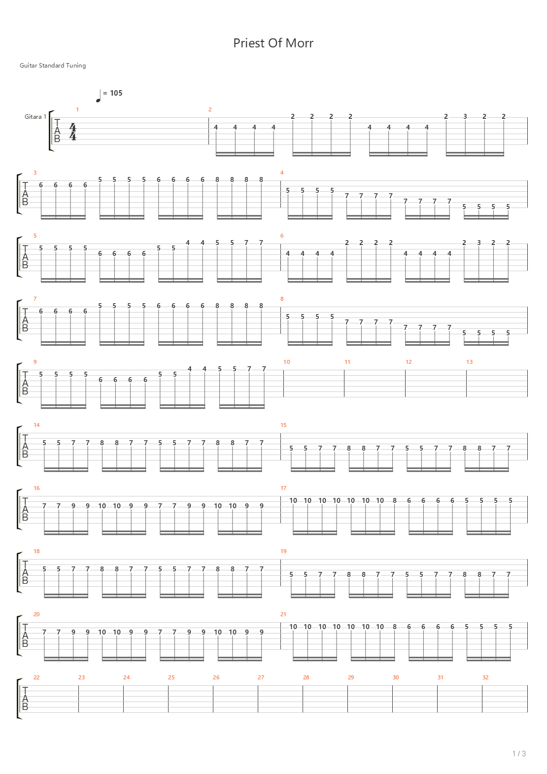Priest Of Morr吉他谱