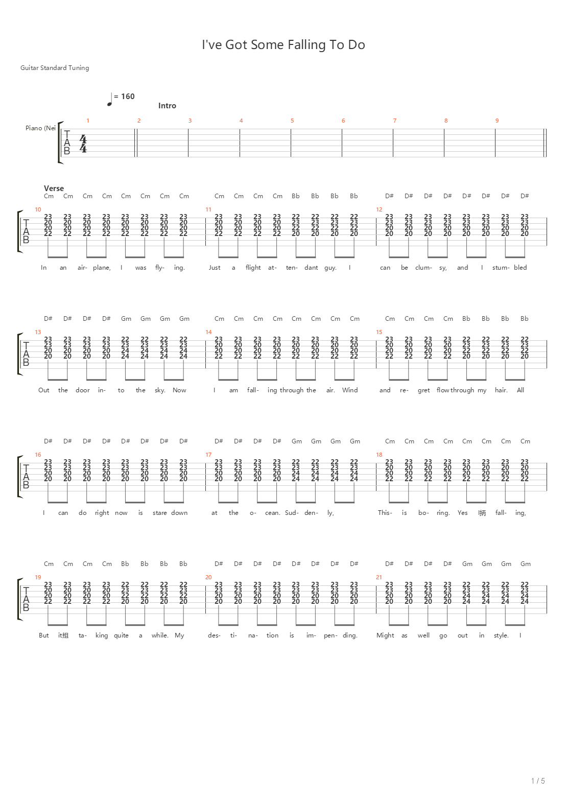 Ive Got Some Falling To Do吉他谱