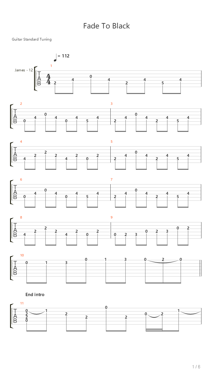 Fade To Black吉他谱