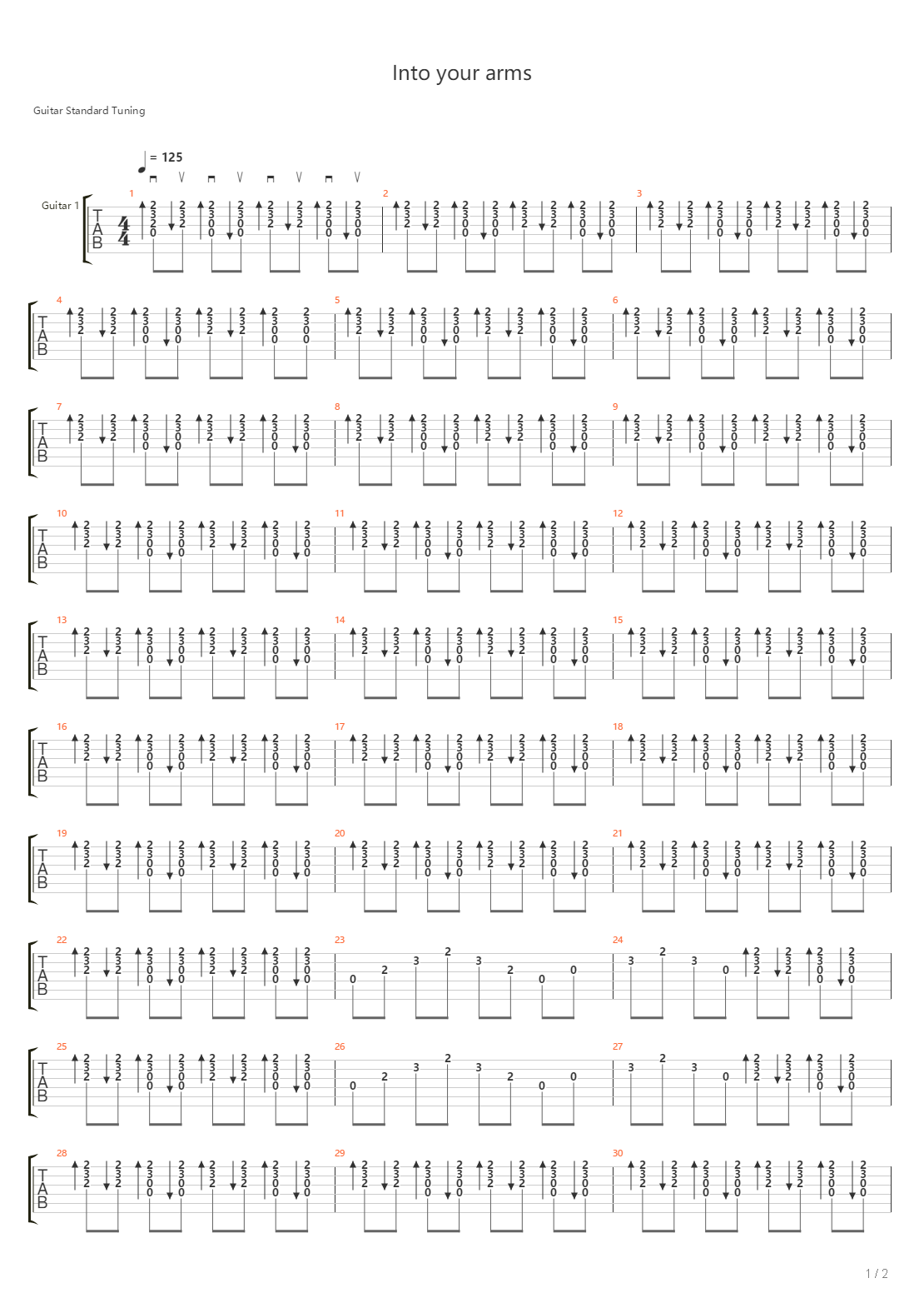 Into Your Arms吉他谱