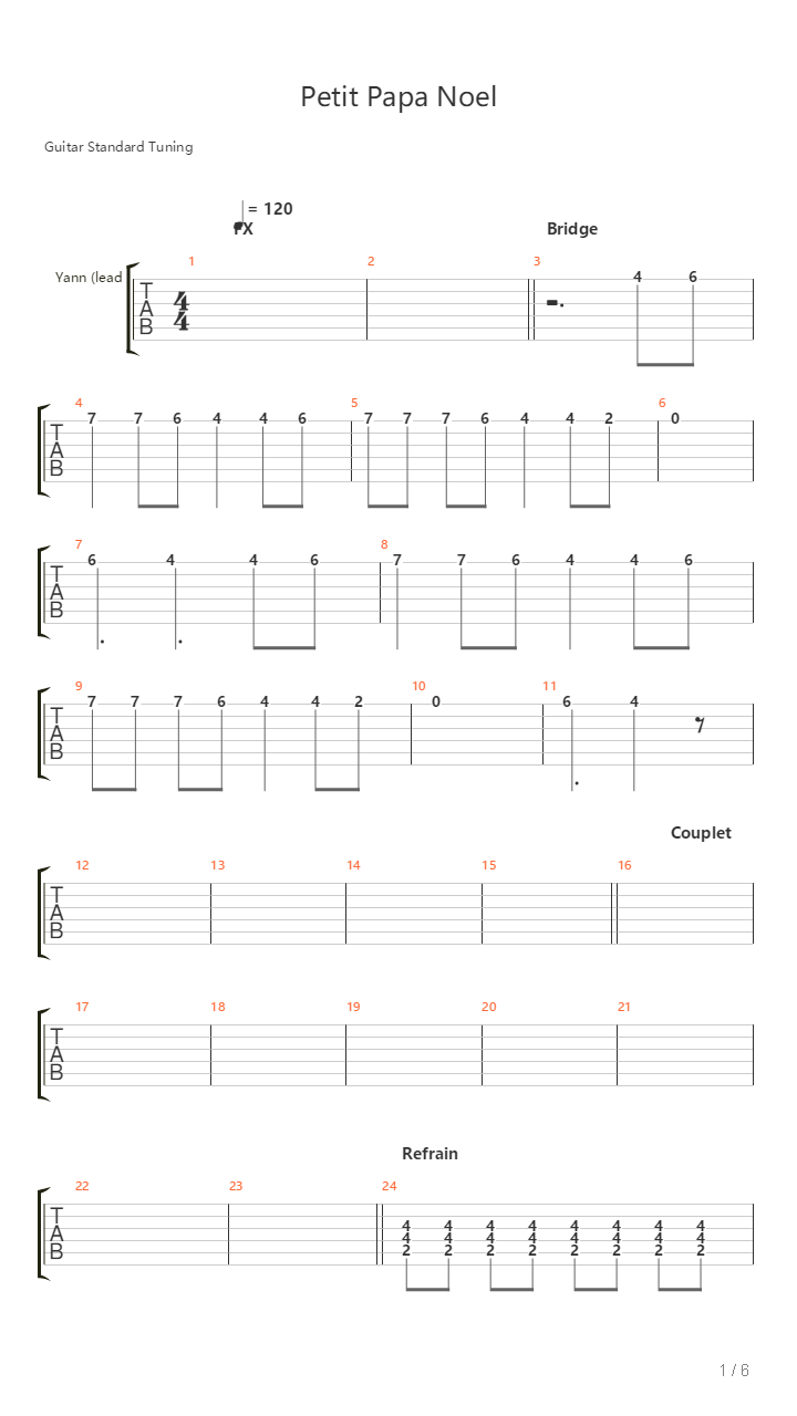 Petit Papa Noel吉他谱