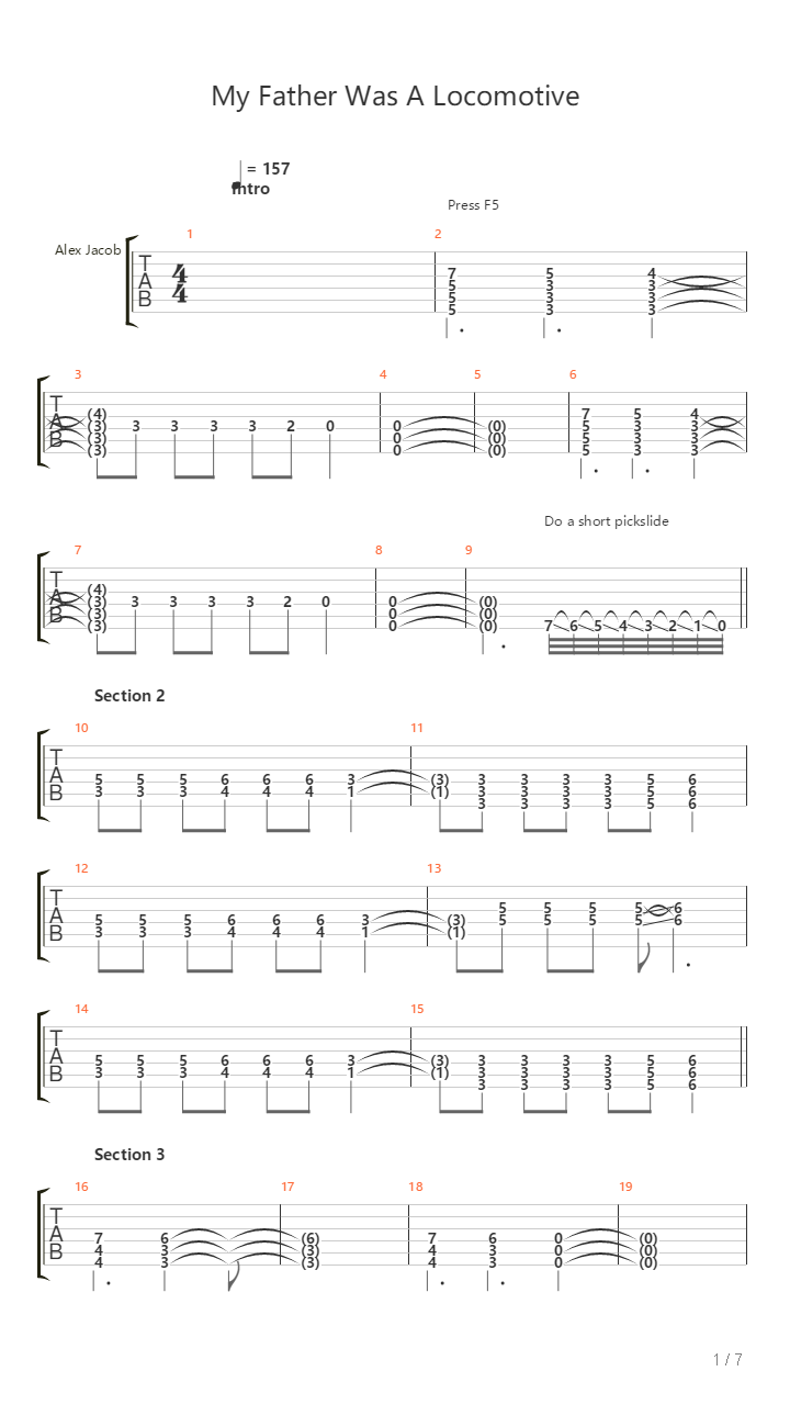 My Father Was A Locomotive吉他谱