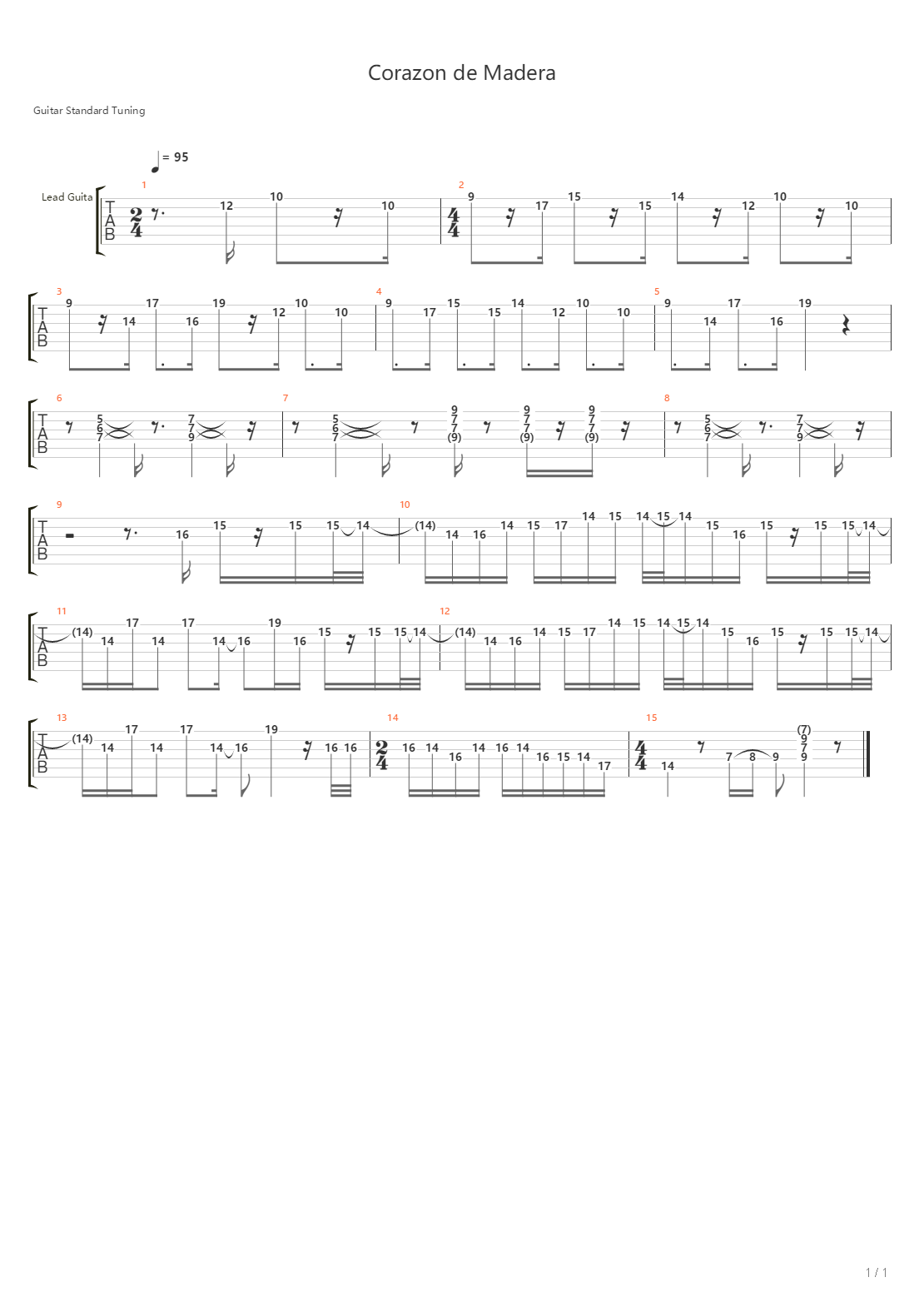Corazon De Madera吉他谱