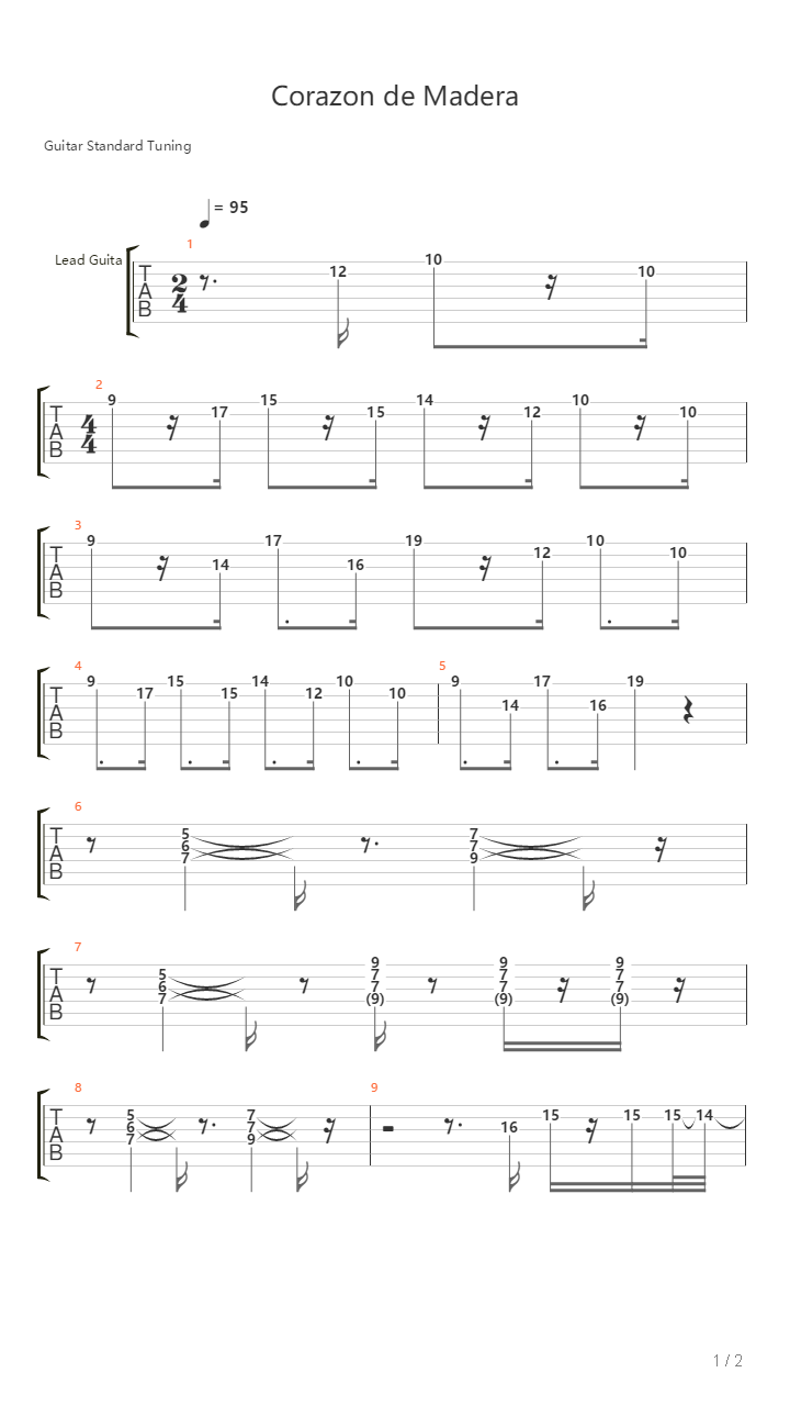 Corazon De Madera吉他谱