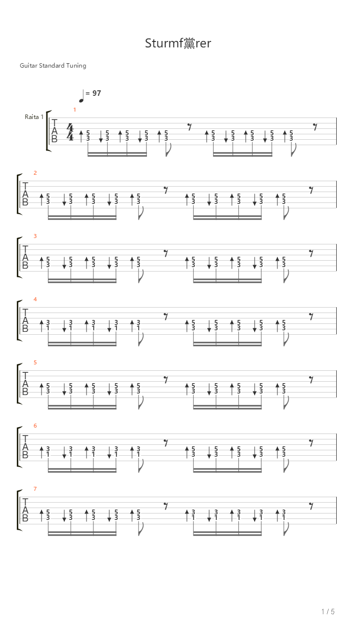 Sturmfhrer吉他谱