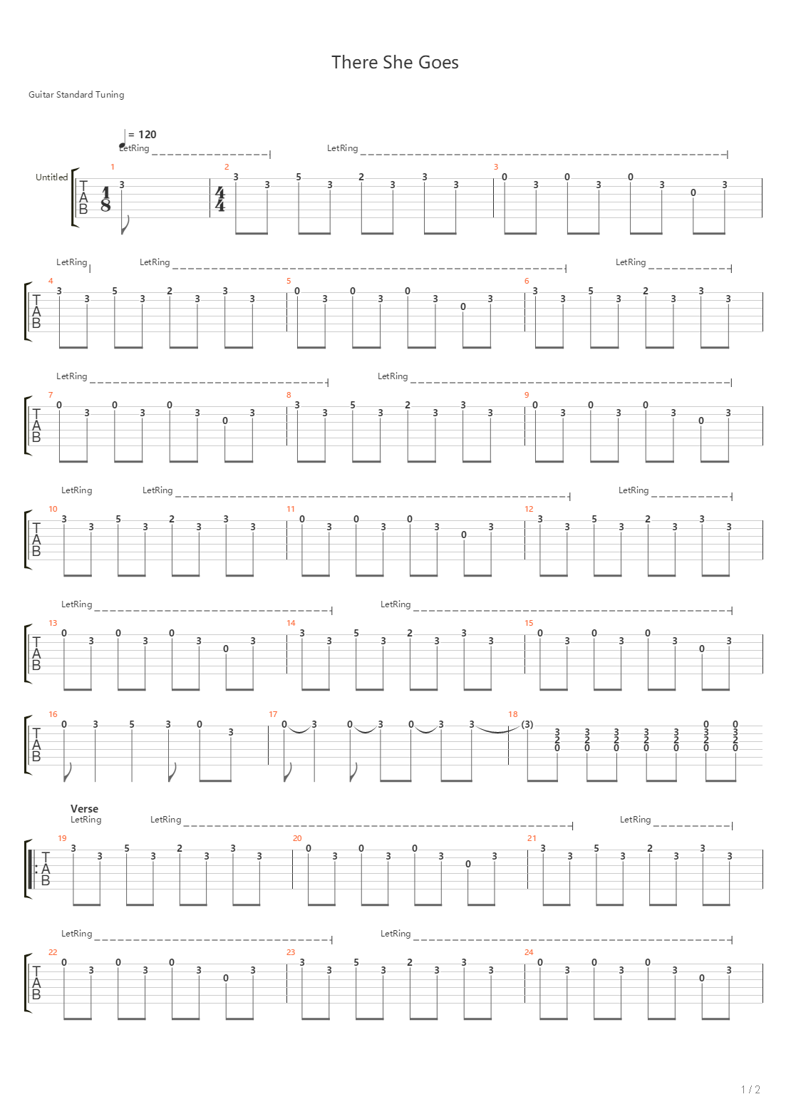 There She Goes吉他谱