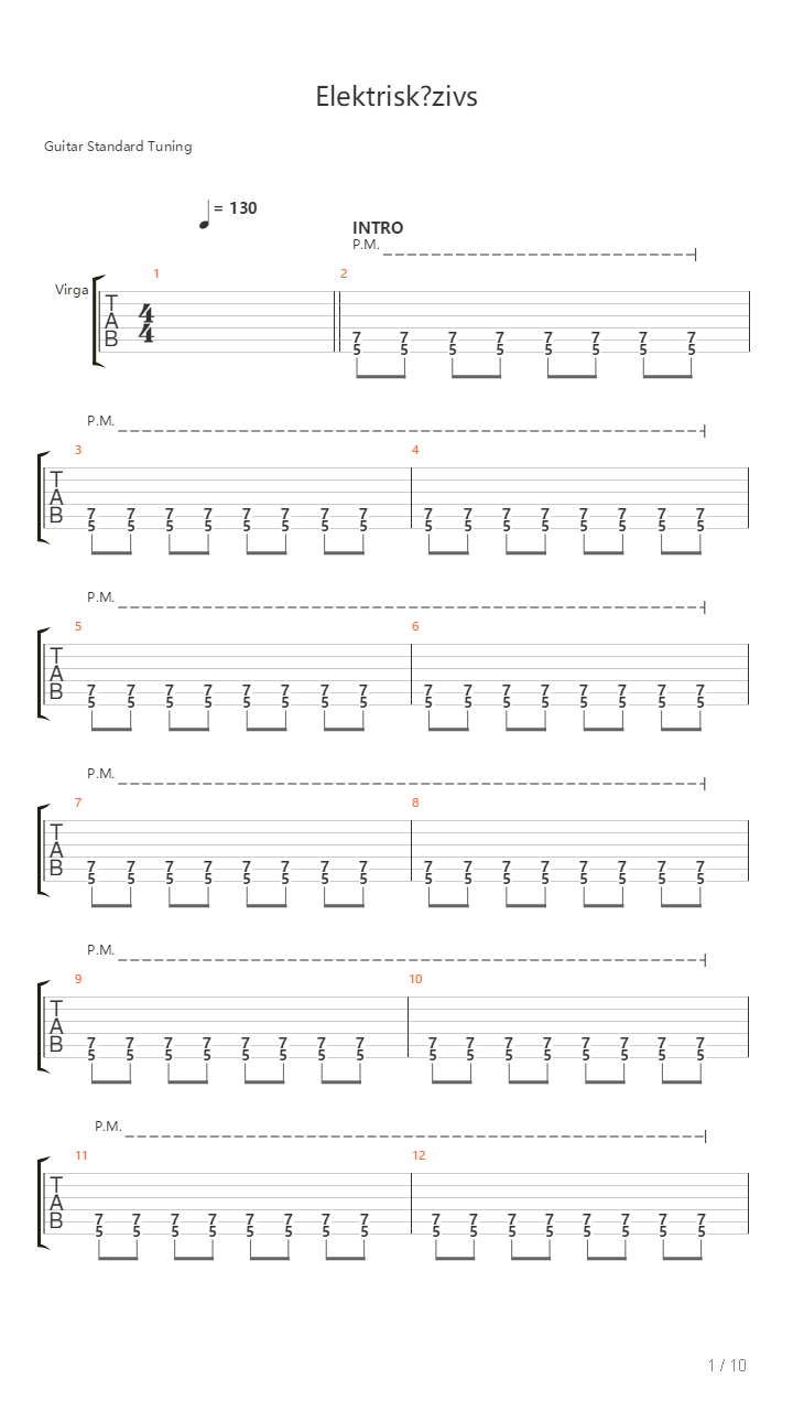 Elektriska Zivs吉他谱