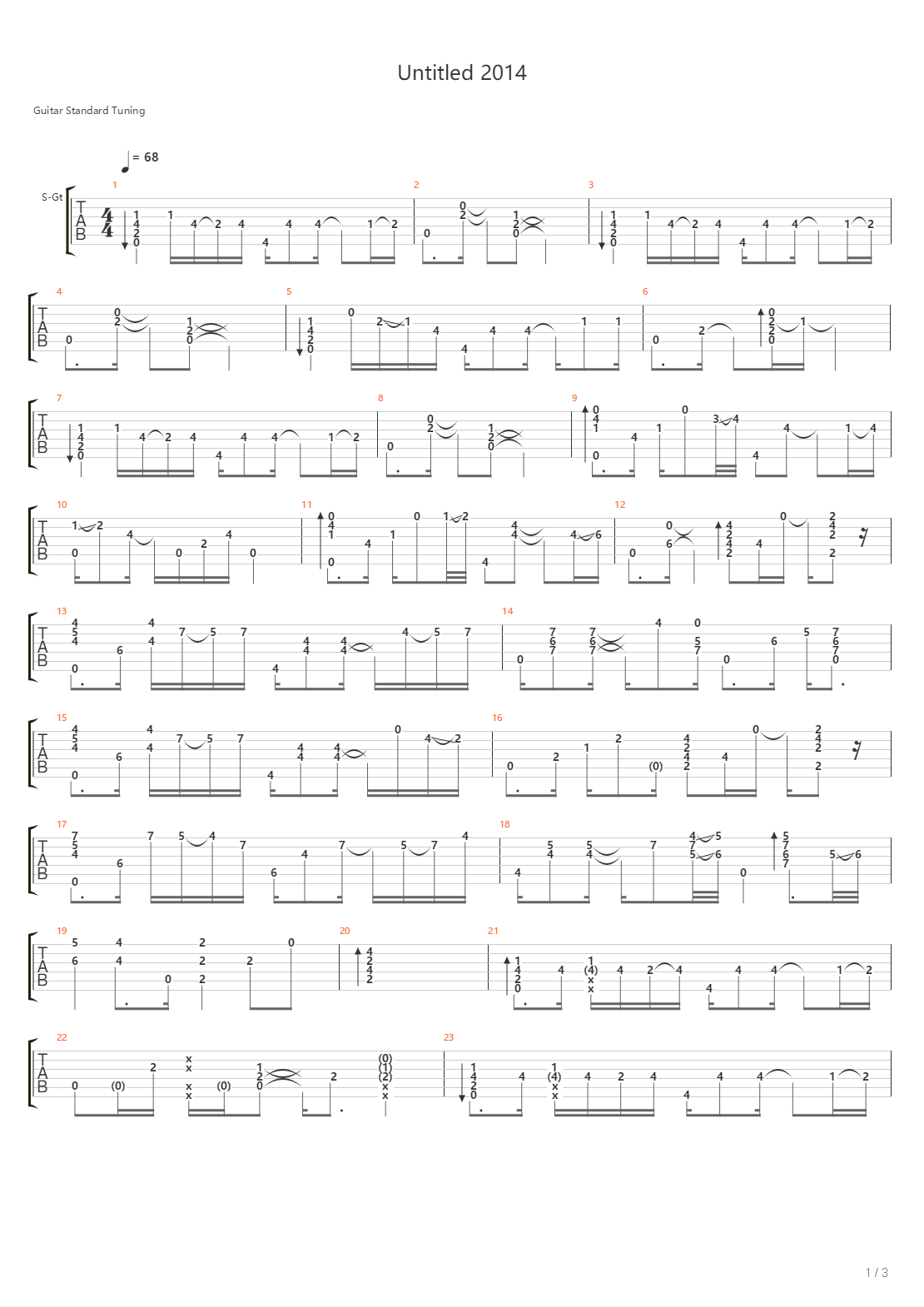 Untitled 2014（郑成河版本自扒）吉他谱