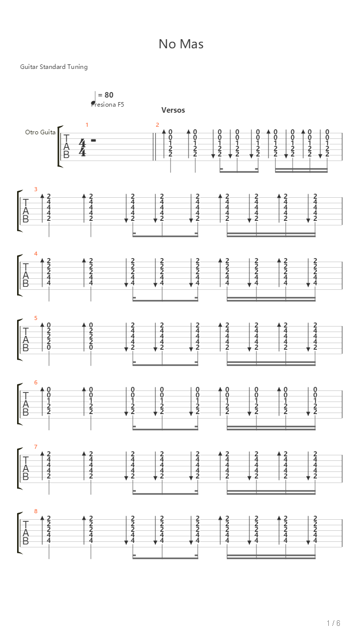 No Mas吉他谱