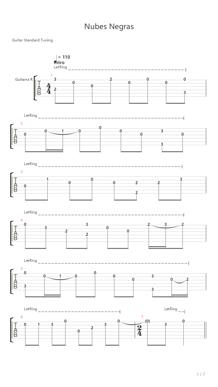 Nubes Negras吉他谱
