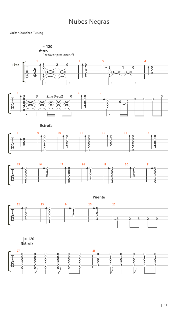 Nubes Negras吉他谱