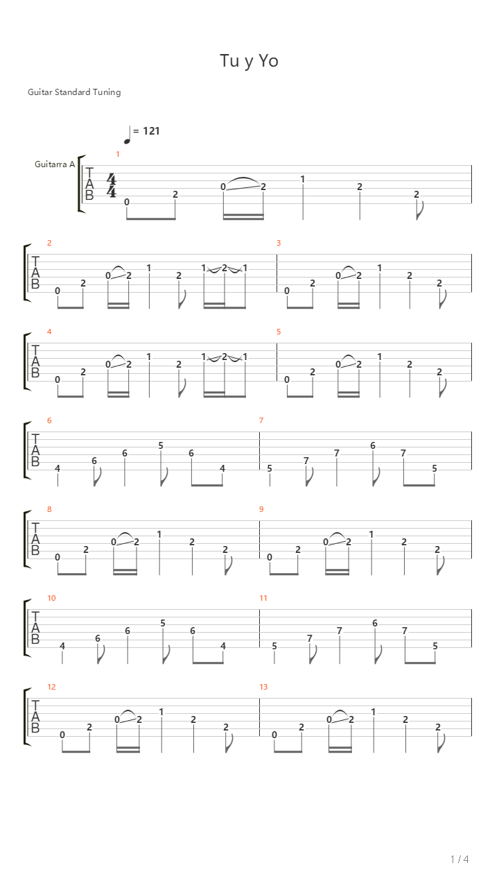 Tu Y Yo吉他谱