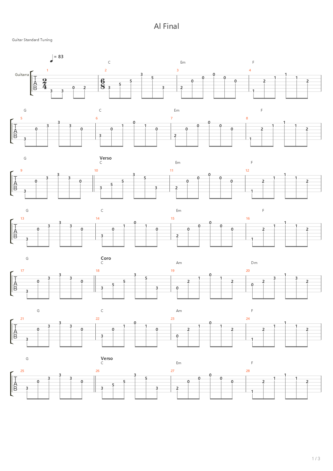 Al Final吉他谱