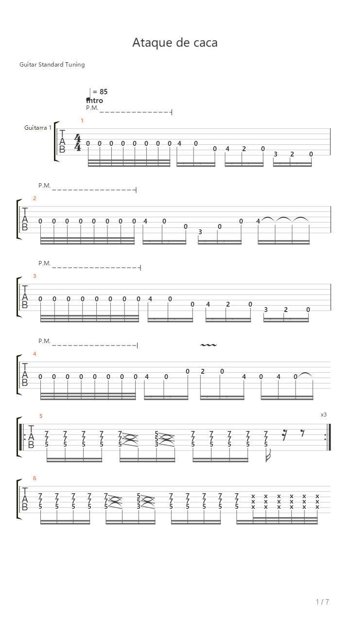 Ataque De Caca吉他谱