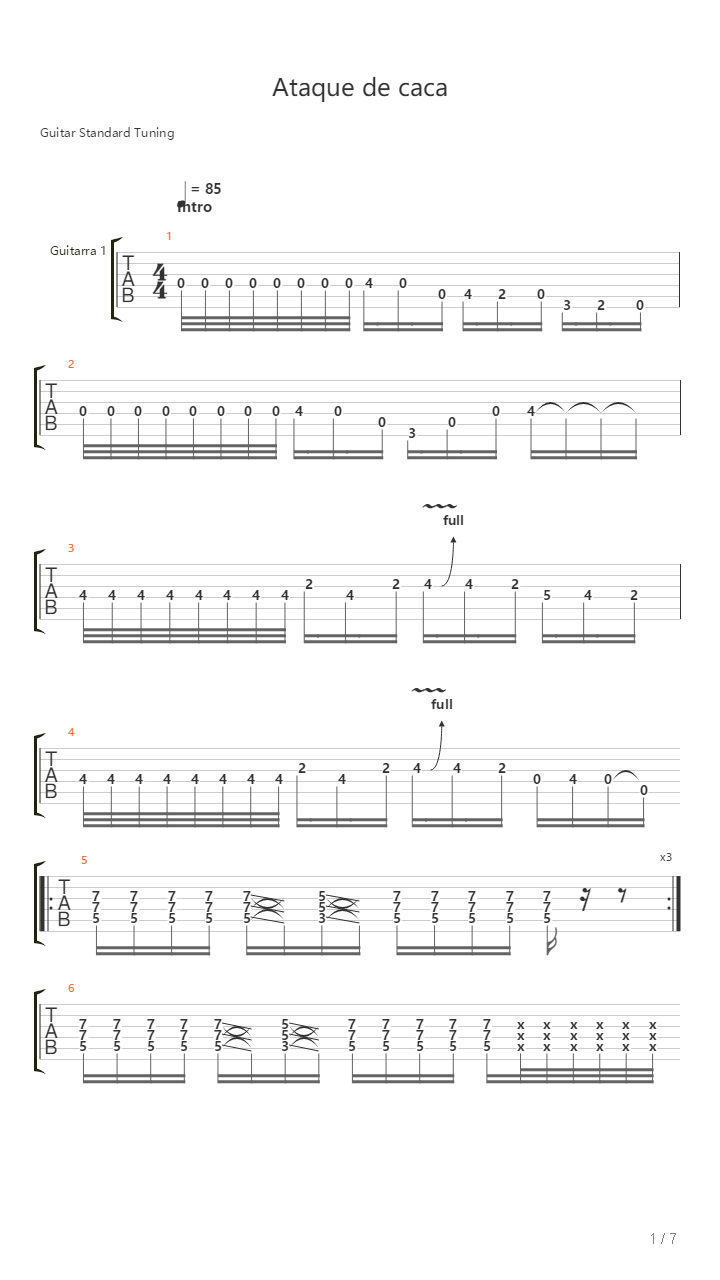 Ataque De Caca吉他谱