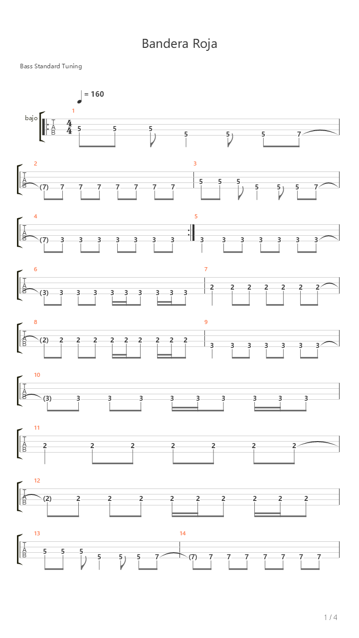 Bandera Roja吉他谱