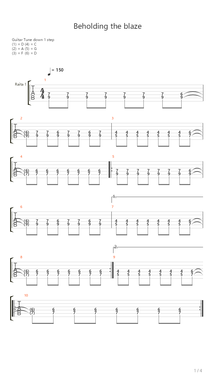 Beholding The Blaze吉他谱