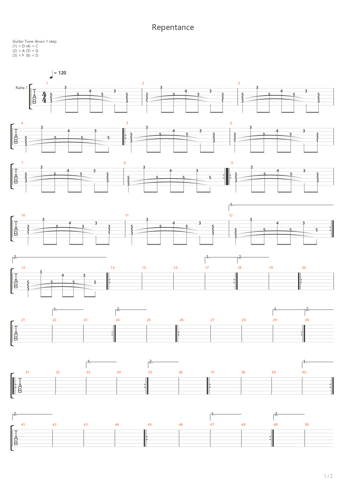 Repentance吉他谱