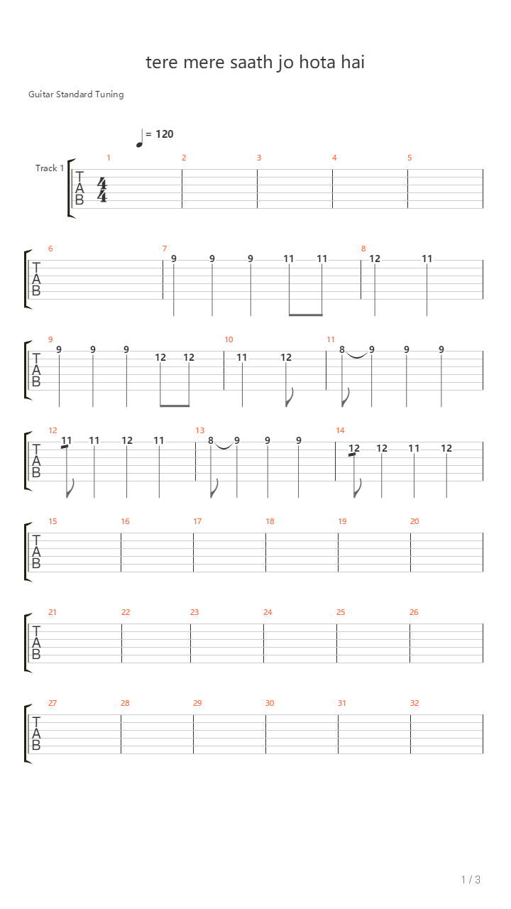 Tere Mere Saath吉他谱