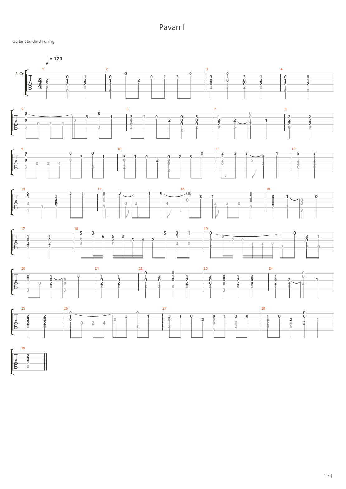 Pavana 1吉他谱