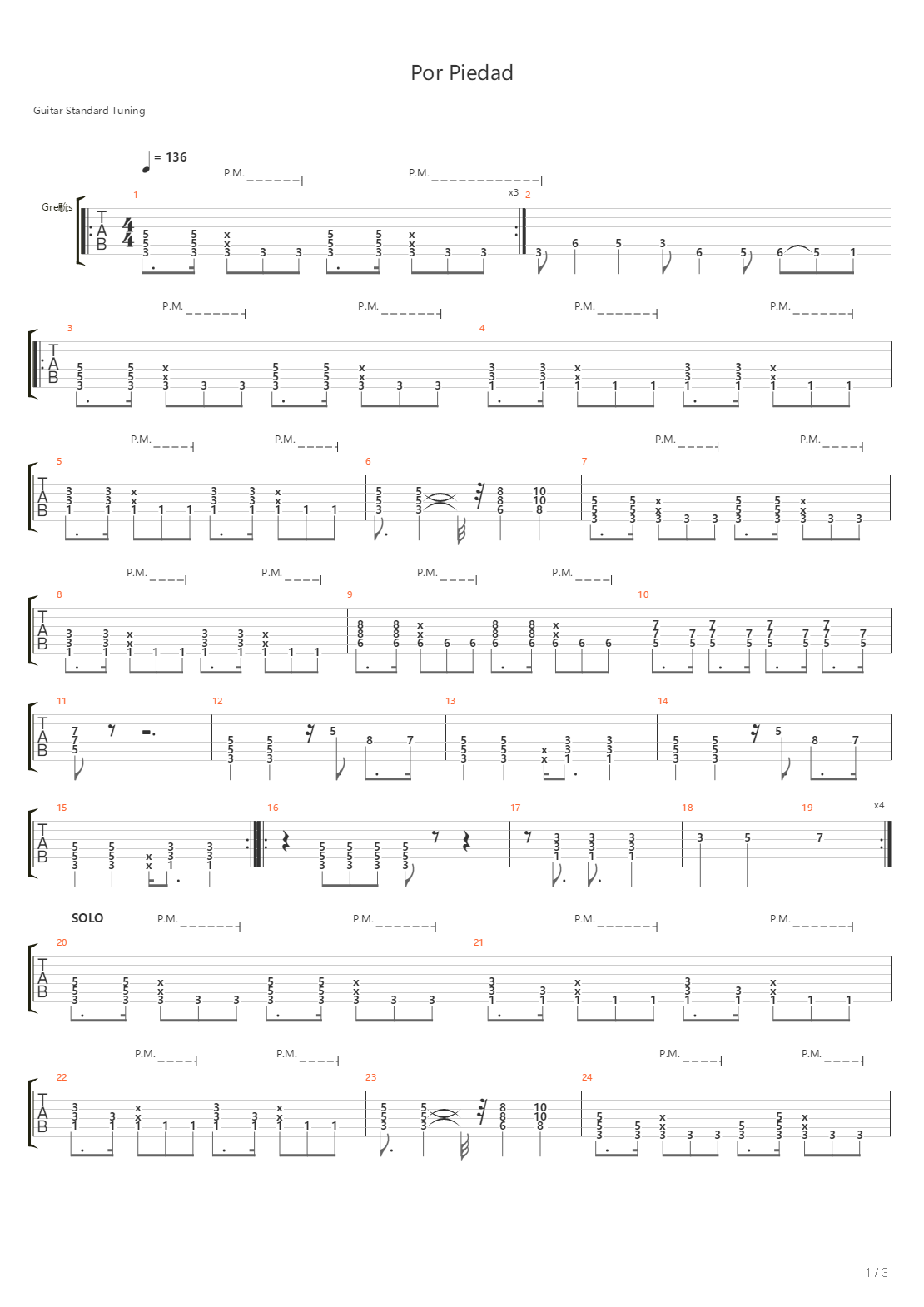 Por Piedad吉他谱