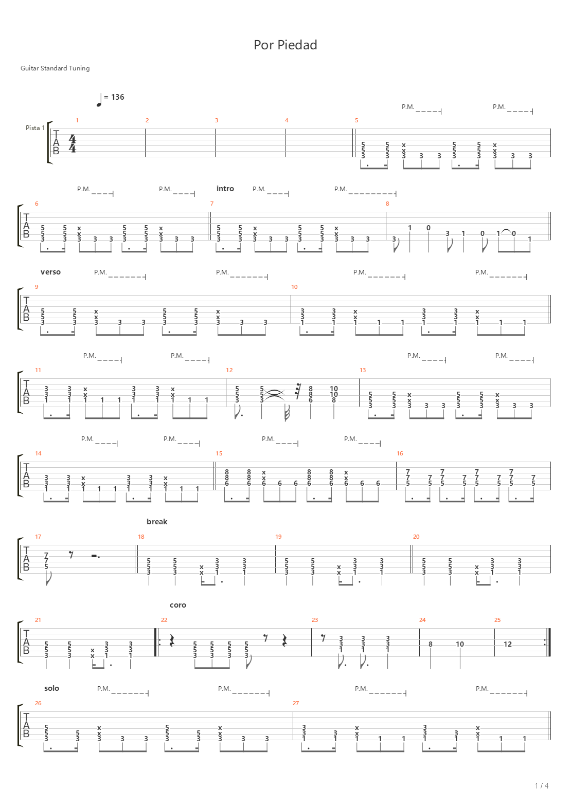 Por Piedad吉他谱