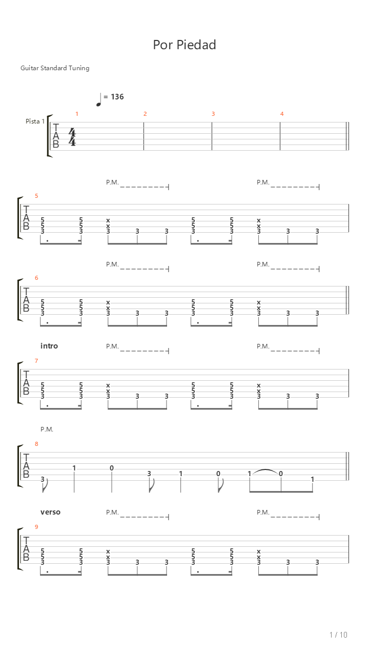 Por Piedad吉他谱