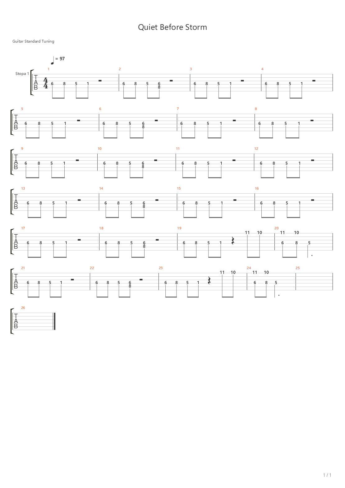 Quiet Before Storm吉他谱