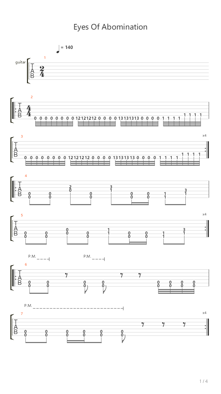 Eyes Of Abomination吉他谱