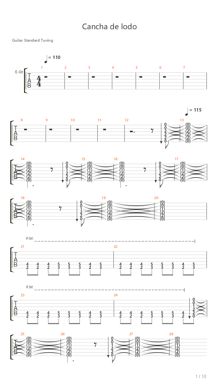 Cancha De Lodo吉他谱