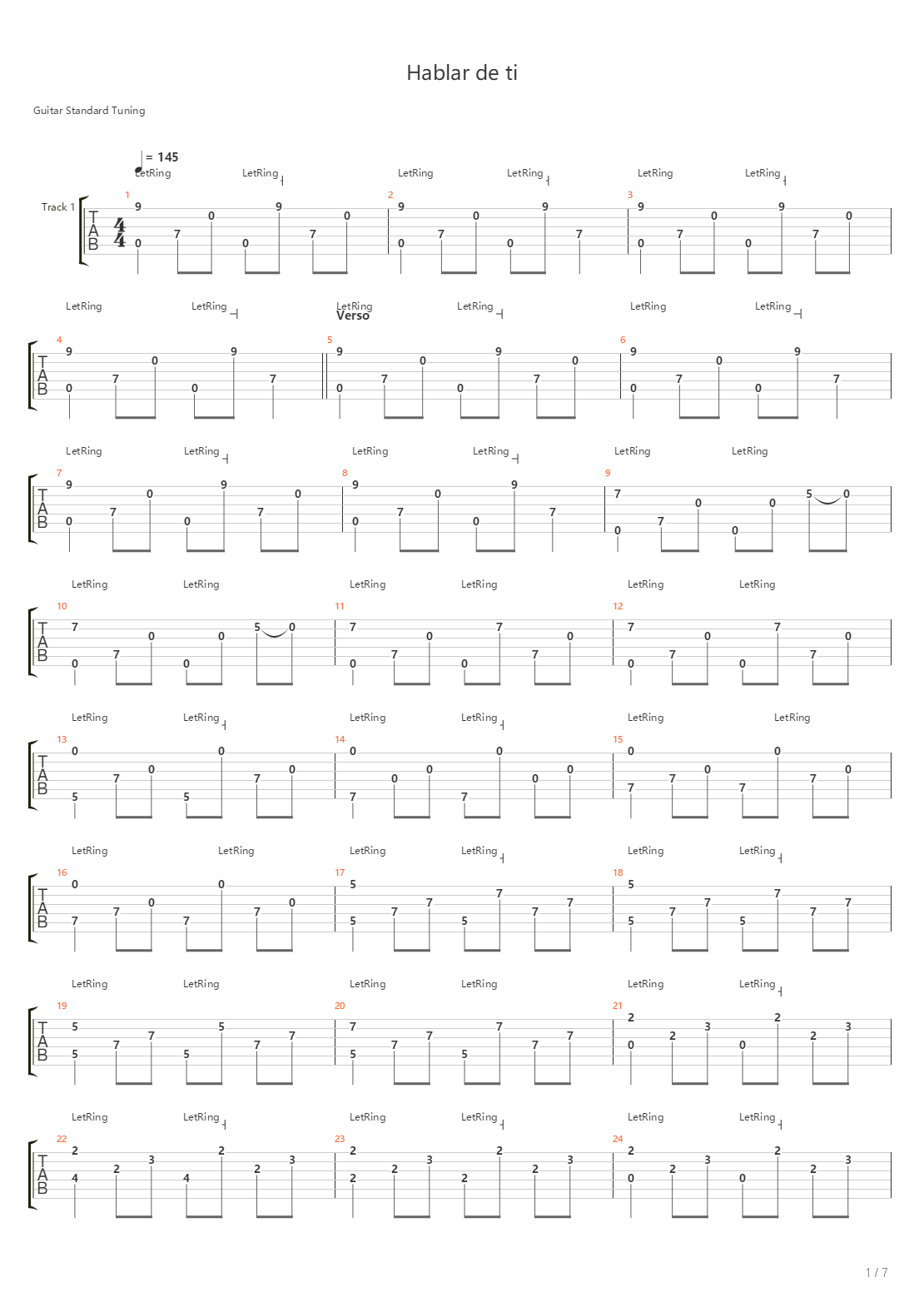Hablar De Ti吉他谱