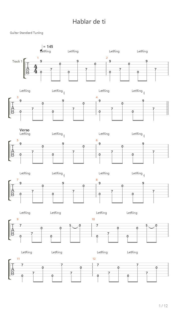 Hablar De Ti吉他谱