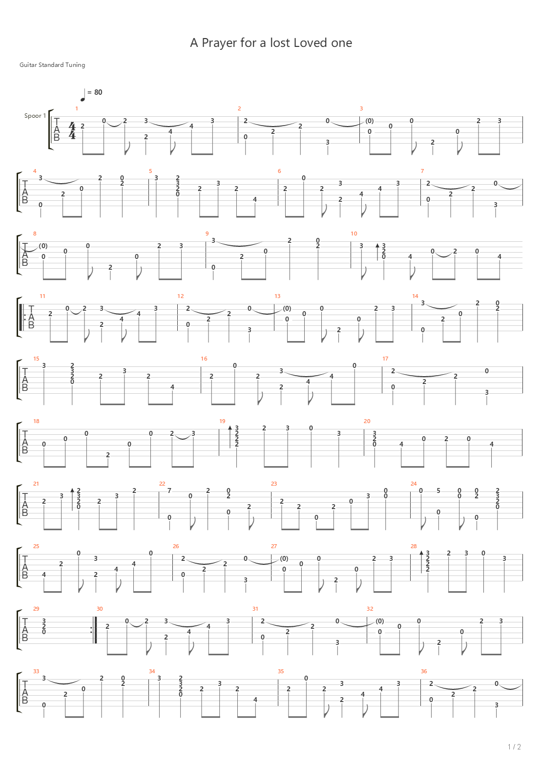 Prayer For A Lost Loved One吉他谱