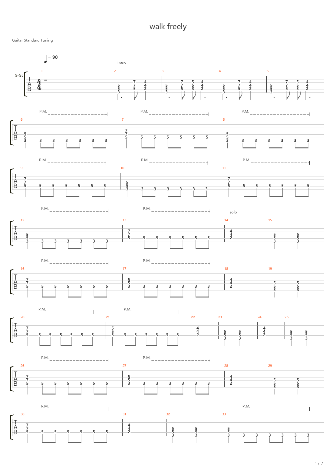 Walk Freely吉他谱